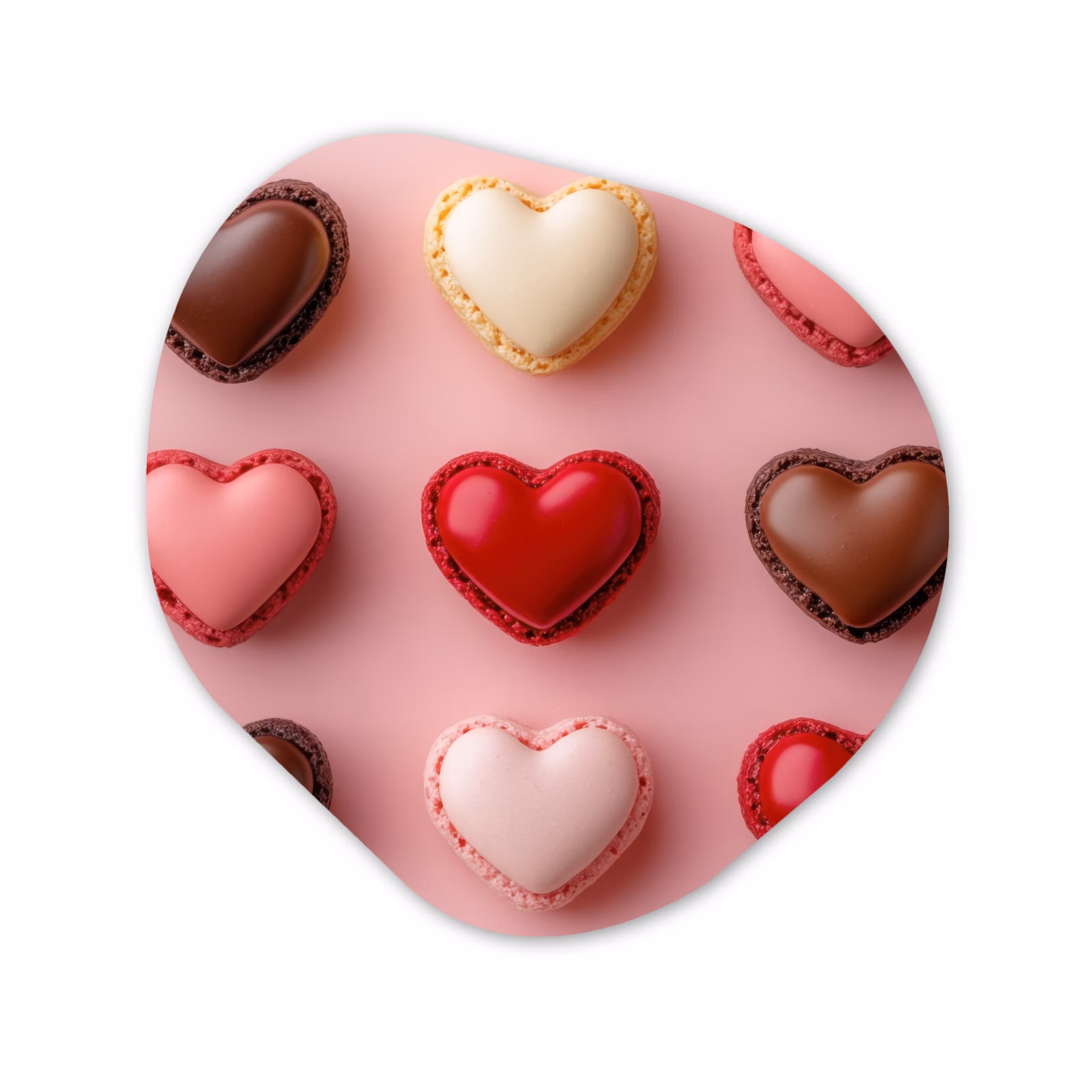 Organisch schilderij - Forex - Macarons - Hartjes - Kleurrijk - Roze — 1
