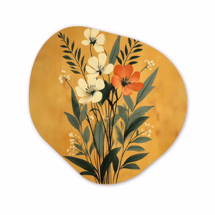 Organisch schilderij - Forex - Bladeren - Boeket - Bloemen - Geel — 1