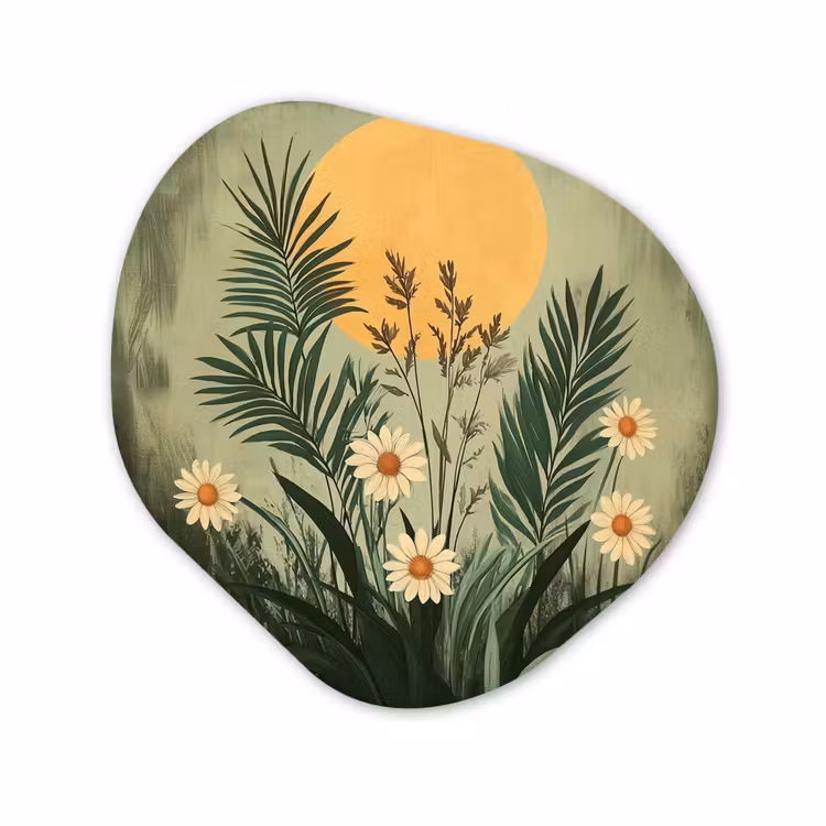 Organisch schilderij - Forex - Bloemen - Bladeren - Zon - Groen — 1
