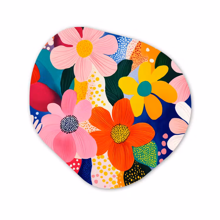 Organisch schilderij - Forex - Bloemen - Kleurrijk - Stippen — 1