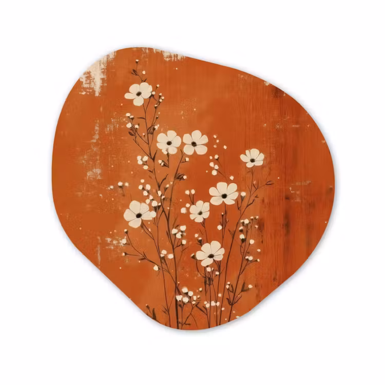 Organisch schilderij - Forex - Bloemen - Wit - Subtiel - Roestkleur — 1
