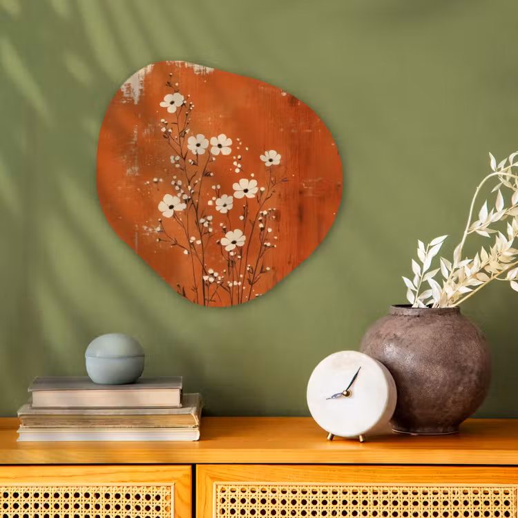 Organisch schilderij - Forex - Bloemen - Wit - Subtiel - Roestkleur — 2