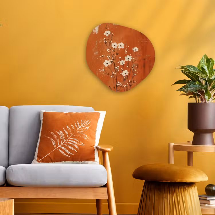 Organisch schilderij - Forex - Bloemen - Wit - Subtiel - Roestkleur — 3