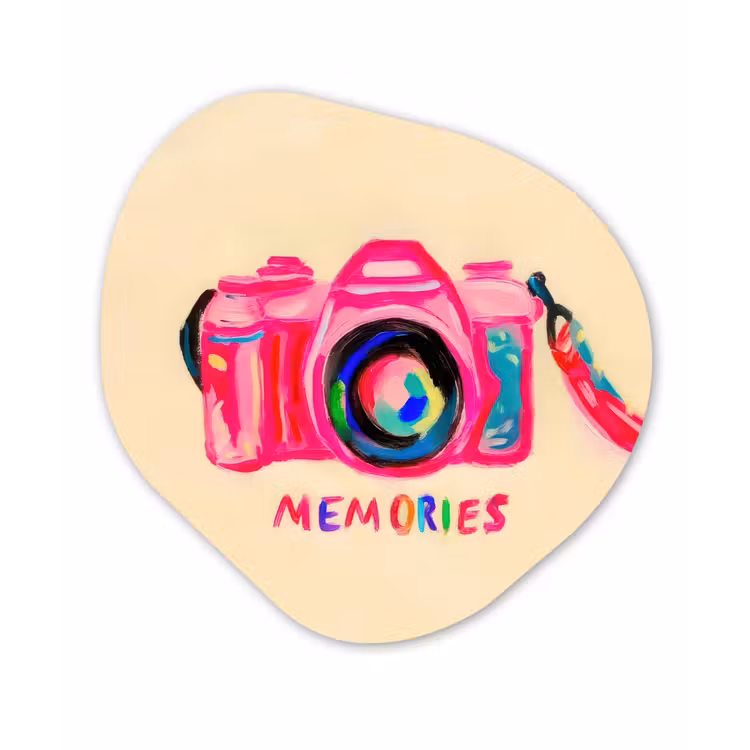 Organisch schilderij - Forex - Camera - Memories - Roze - Geschilderd — 1