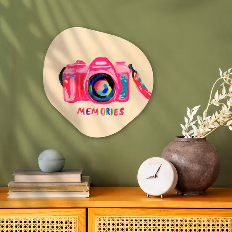 Organisch schilderij - Forex - Camera - Memories - Roze - Geschilderd — 2