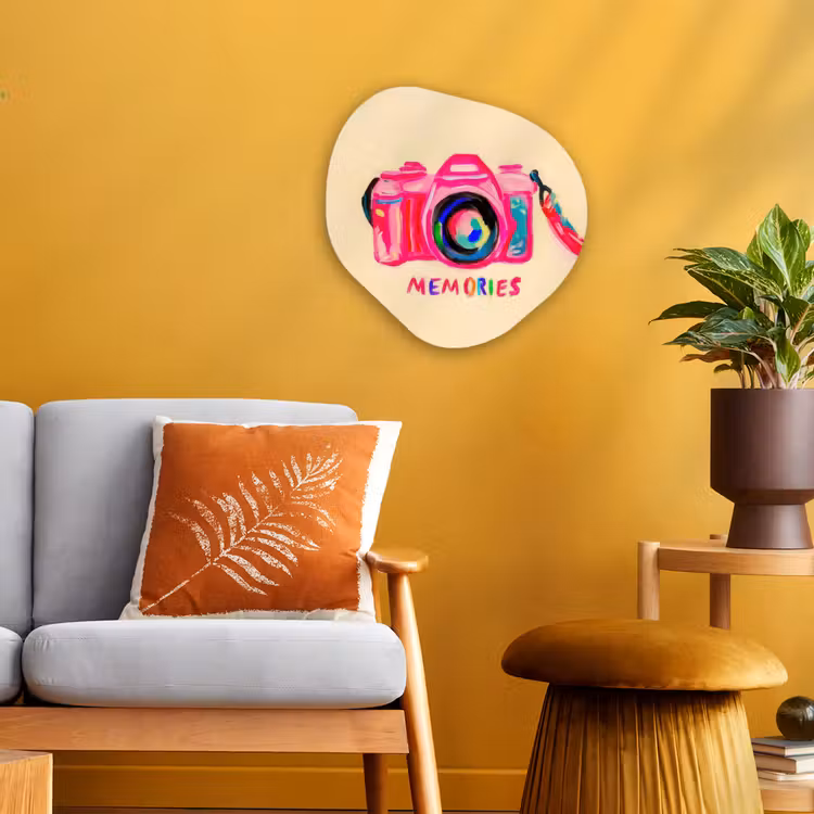 Organisch schilderij - Forex - Camera - Memories - Roze - Geschilderd — 3