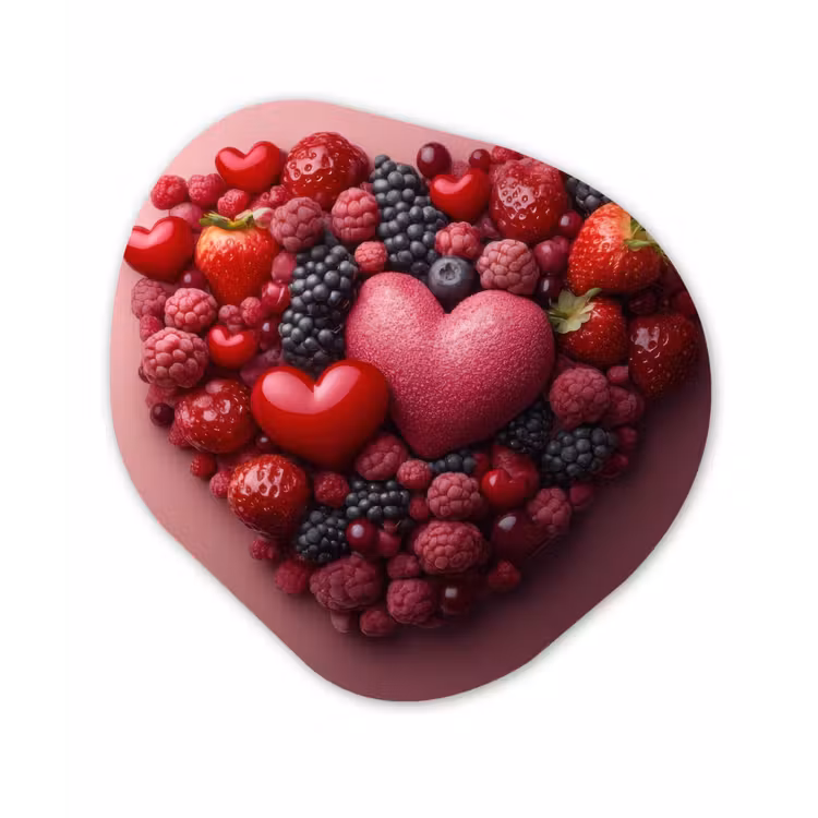 Organisch schilderij - Forex - Fruit - Hartjes - Aardbeien - Frambozen - Bosbessen — 1