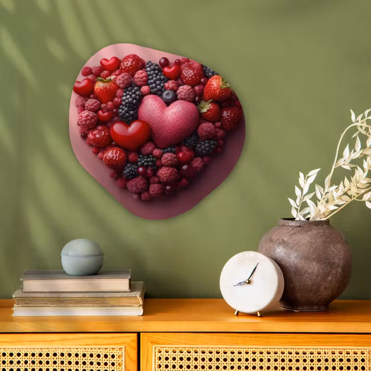 Organisch schilderij - Forex - Fruit - Hartjes - Aardbeien - Frambozen - Bosbessen — 2