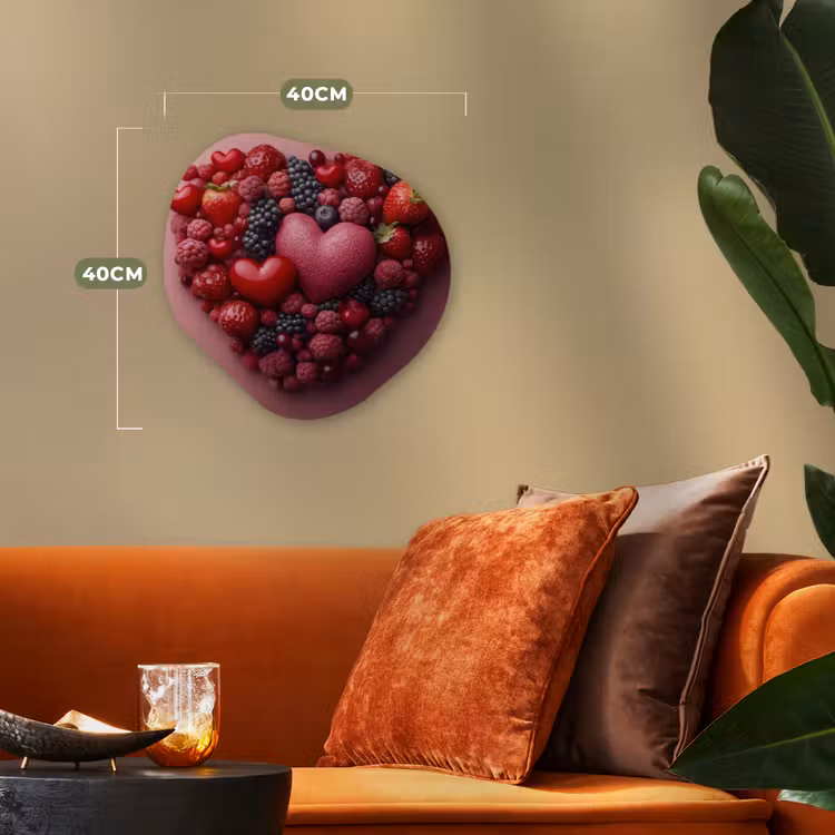 Organisch schilderij - Forex - Fruit - Hartjes - Aardbeien - Frambozen - Bosbessen — 4