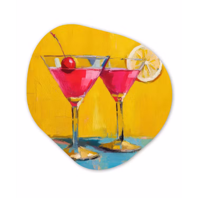Organisch schilderij - Forex - Glazen - Cocktail - Citroen - Kers — 1