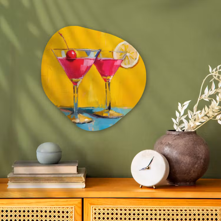 Organisch schilderij - Forex - Glazen - Cocktail - Citroen - Kers — 2
