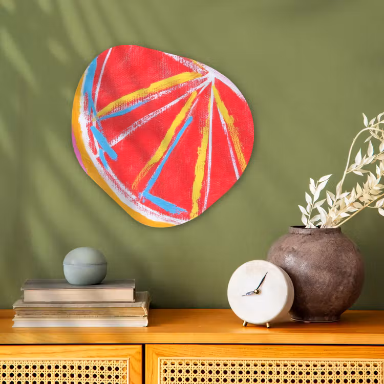 Organisch schilderij - Forex - Grapefruit - Geschilderd - Roze - Strepen — 2