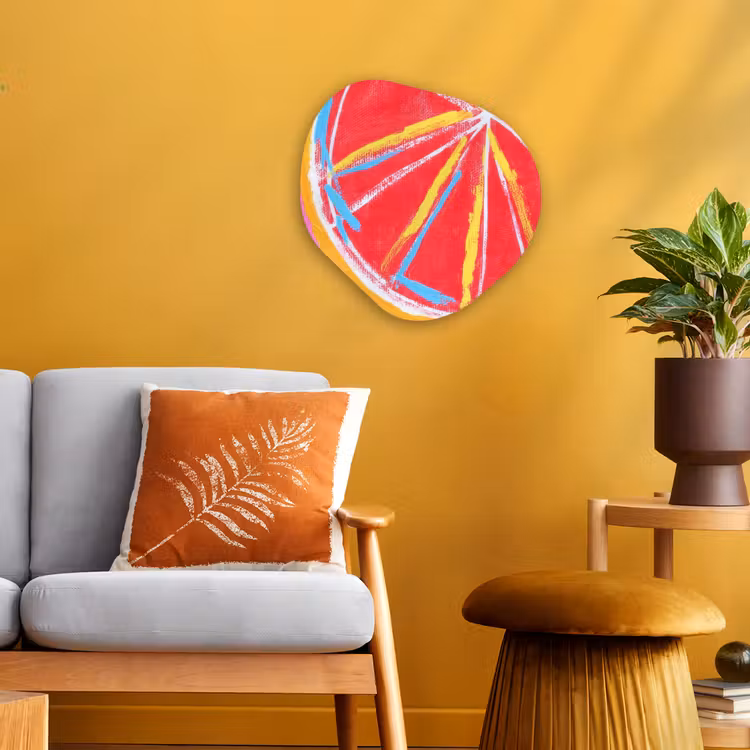 Organisch schilderij - Forex - Grapefruit - Geschilderd - Roze - Strepen — 3