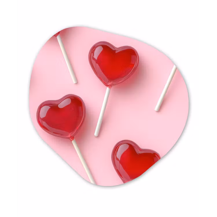 Organisch schilderij - Forex - Lollies - Hartjes - Roze — 1