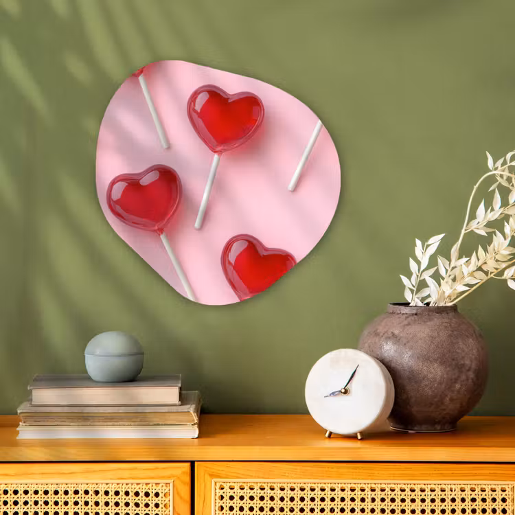 Organisch schilderij - Forex - Lollies - Hartjes - Roze — 2