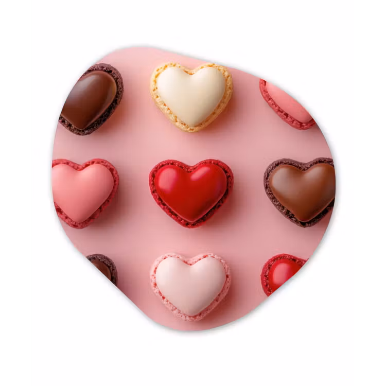 Organisch schilderij - Forex - Macarons - Hartjes - Kleurrijk - Roze — 1