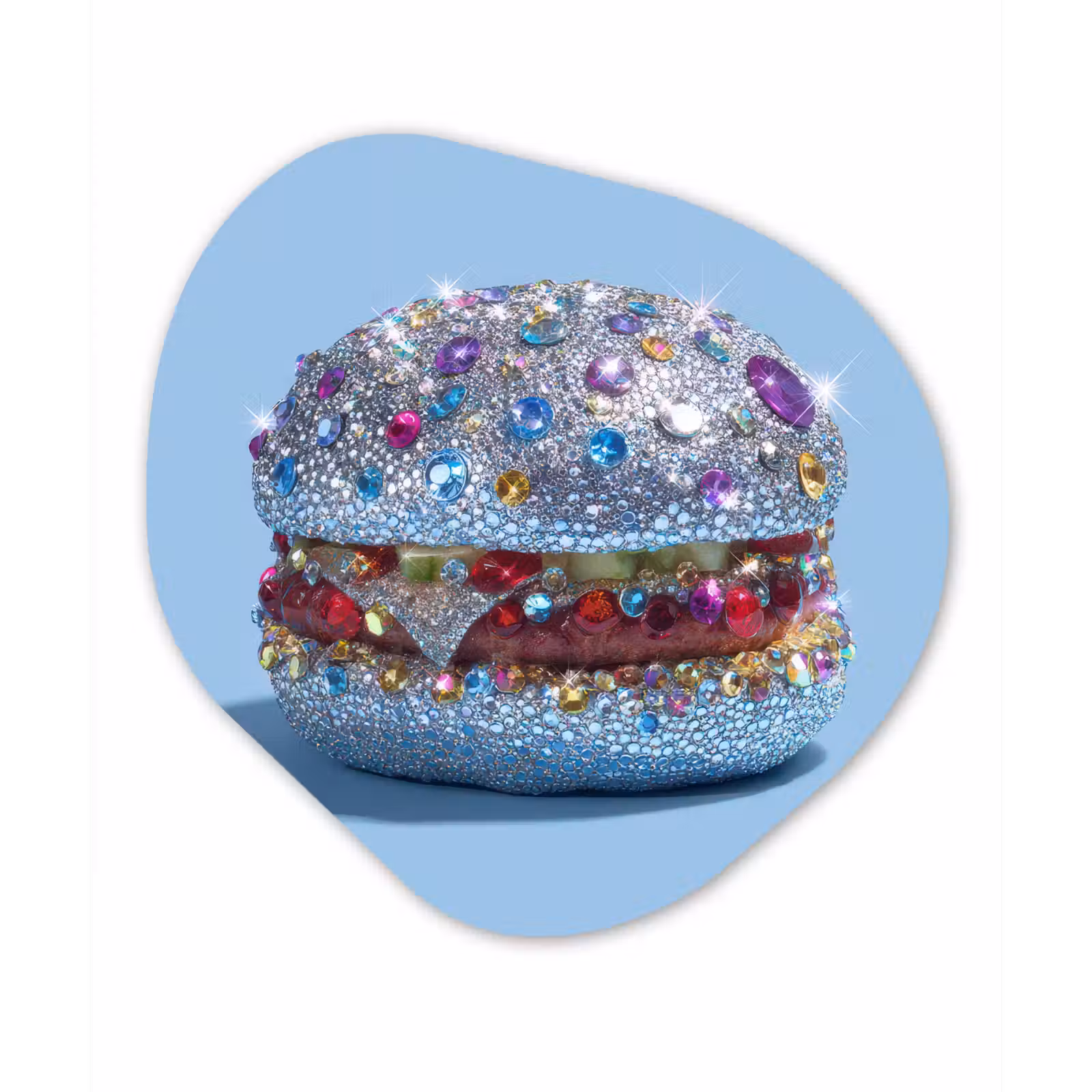 Organisch schilderij - Forex - Glitters - Hamburger - Blauw — 1