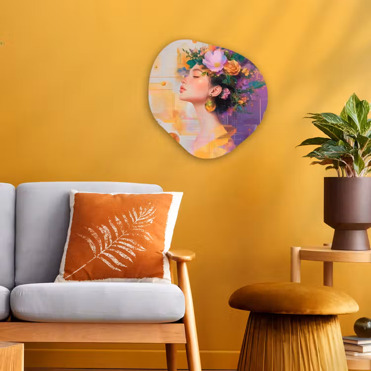 Organisch schilderij - Forex - Abstract - Vrouw - Bloemenkroon - Goud — 3