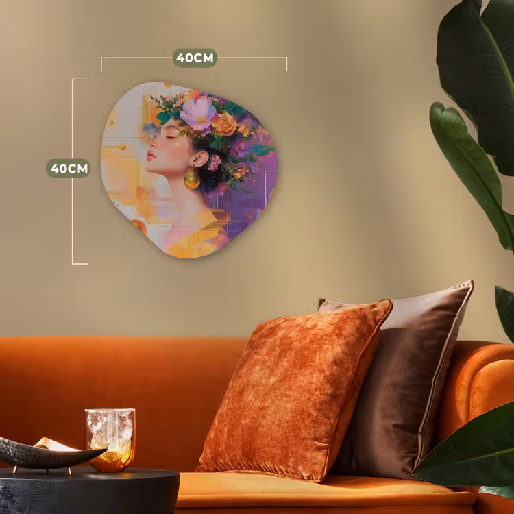 Organisch schilderij - Forex - Abstract - Vrouw - Bloemenkroon - Goud — 4