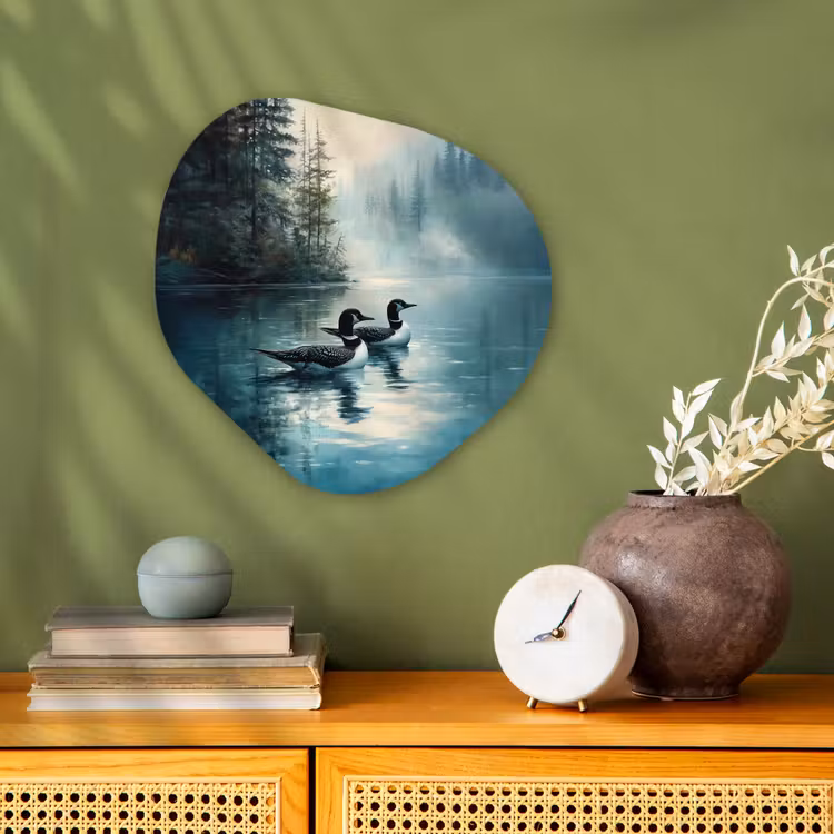 Organisch schilderij - Forex - Bos - Water - Eenden - Mistig — 2