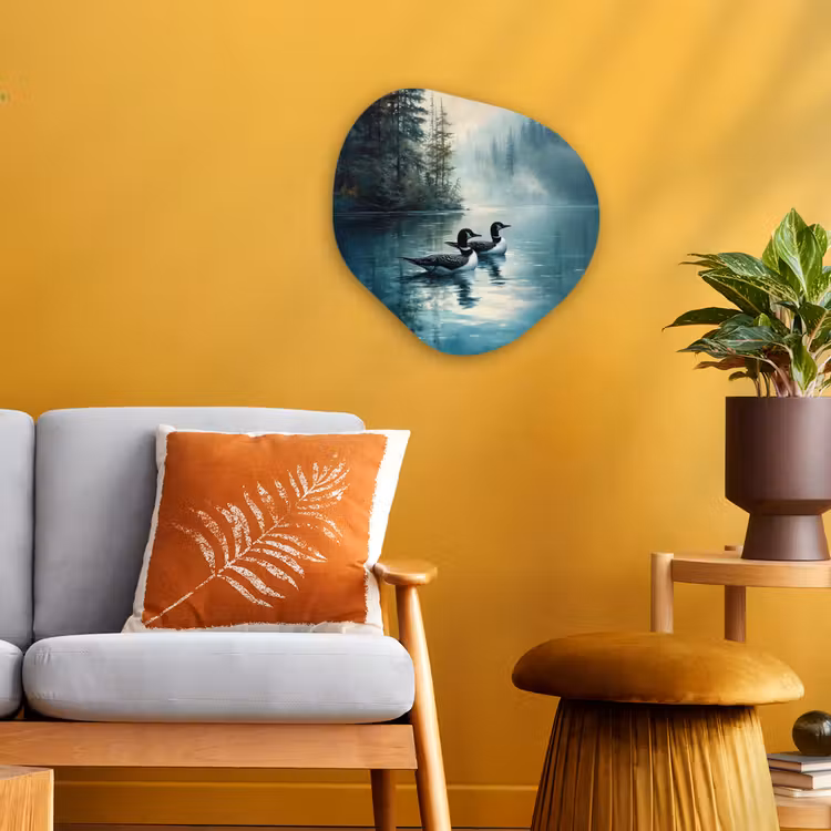 Organisch schilderij - Forex - Bos - Water - Eenden - Mistig — 3
