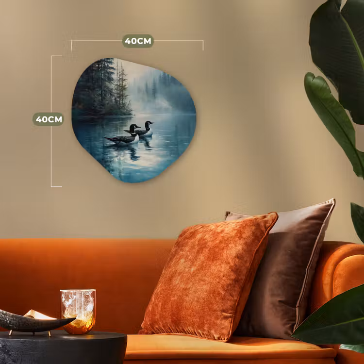 Organisch schilderij - Forex - Bos - Water - Eenden - Mistig — 4