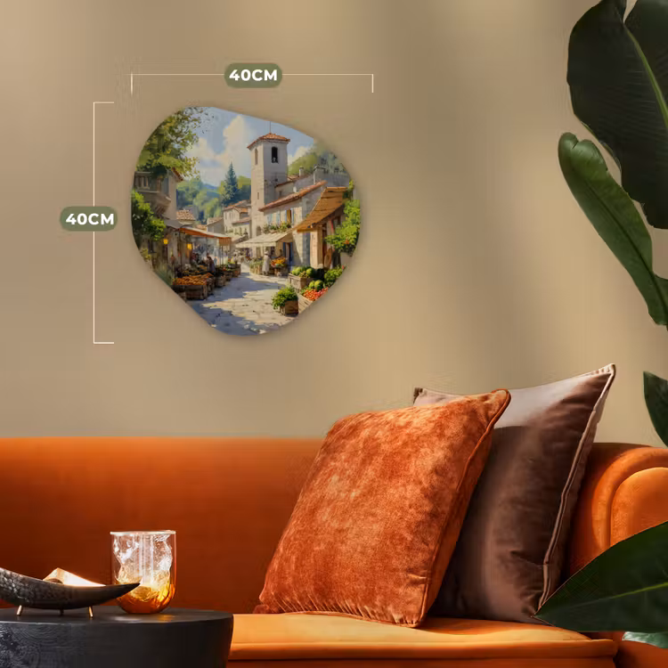 Organisch schilderij - Forex - Dorp - Zon - Kraampjes - Huizen — 4