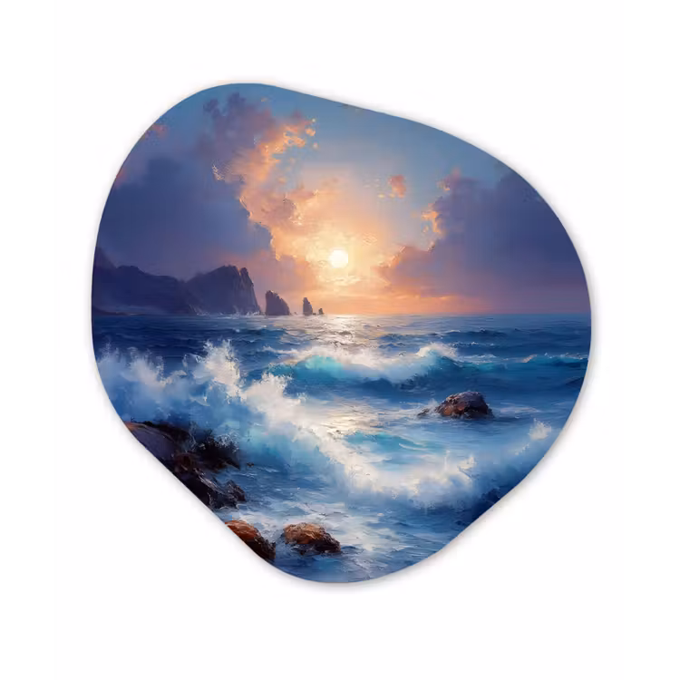 Organisch schilderij - Forex - Golven - Zee - Kleurrijk - Rotsen — 1