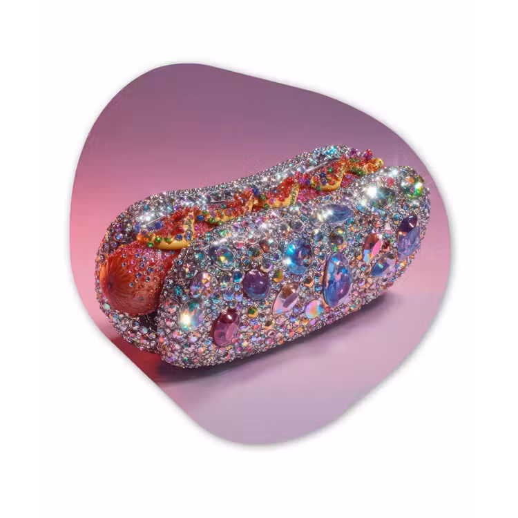 Organisch schilderij - Forex - Hotdog - Steentjes - Glitters - Paars — 1