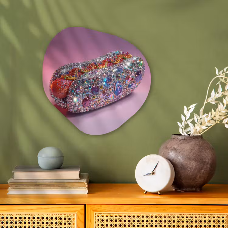 Organisch schilderij - Forex - Hotdog - Steentjes - Glitters - Paars — 2