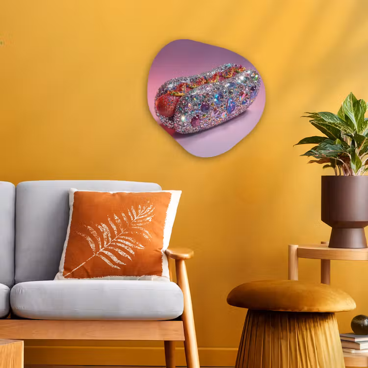 Organisch schilderij - Forex - Hotdog - Steentjes - Glitters - Paars — 3