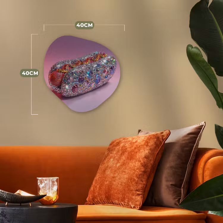 Organisch schilderij - Forex - Hotdog - Steentjes - Glitters - Paars — 4