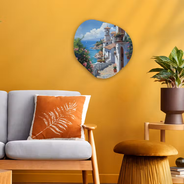 Organisch schilderij - Forex - Huizen - Zee - Bomen - Bloemen — 3