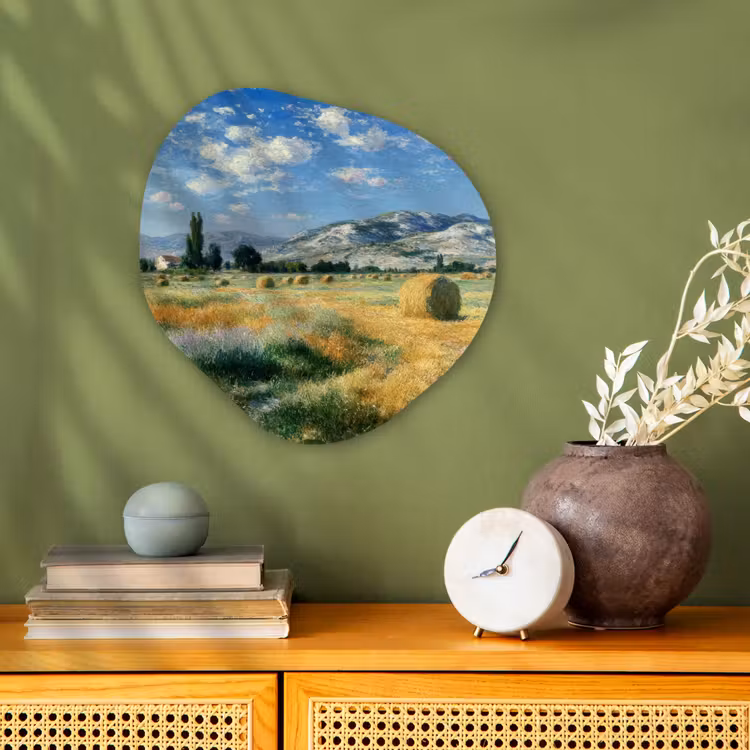 Organisch schilderij - Forex - Landschap - Strobalen - Bergen - Wolken — 2