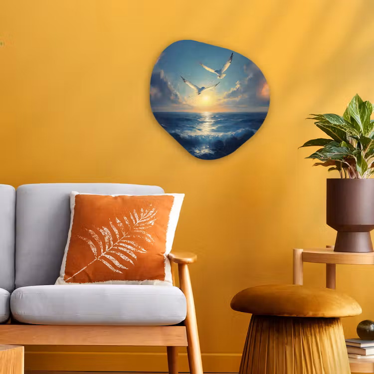 Organisch schilderij - Forex - Meeuwen - Zee - Wolken -Blauw — 3