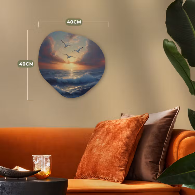 Organisch schilderij - Forex - Meeuwen - Zonsondergang - Zee - Wolken — 4