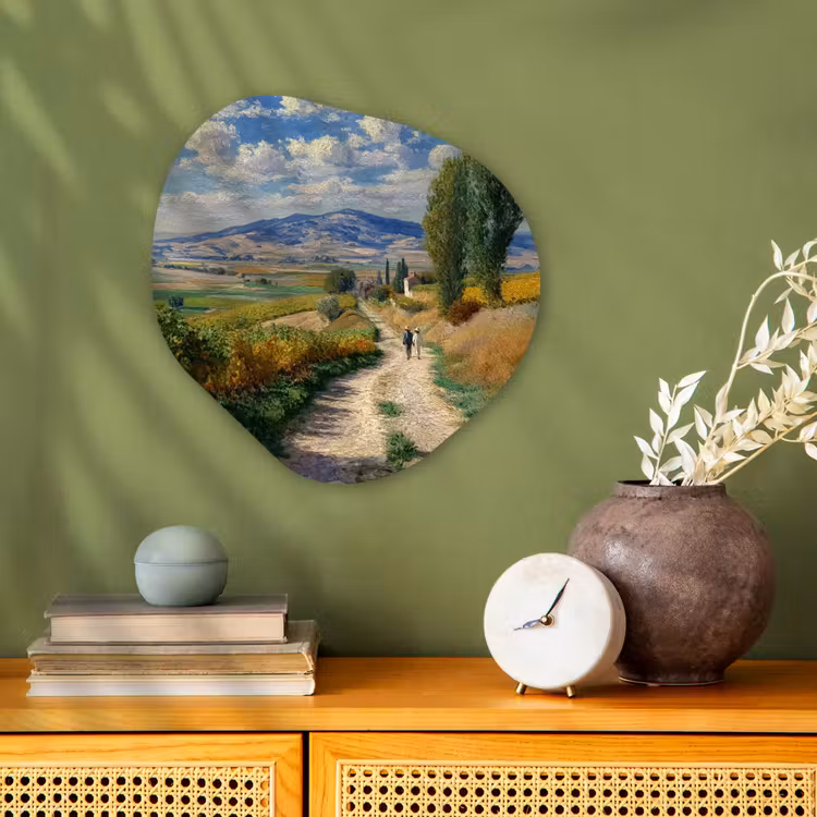 Organisch schilderij - Forex - Mensen - Wandelen - Zandpad - Velden — 2