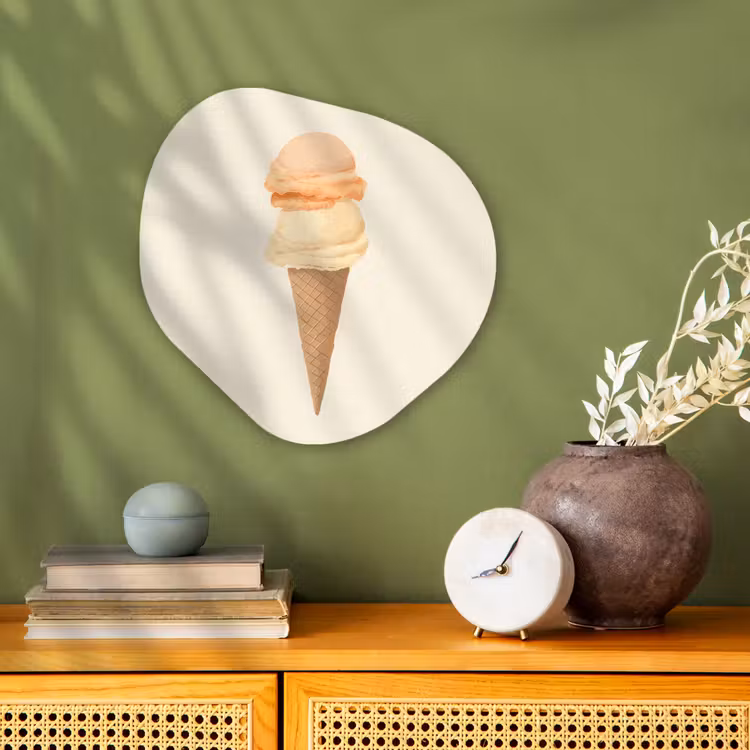 Organisch schilderij - Forex - Minimalistisch - Schepijs - Hoorntje - Beige — 2