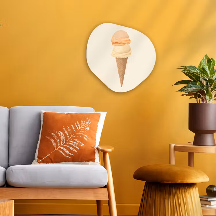 Organisch schilderij - Forex - Minimalistisch - Schepijs - Hoorntje - Beige — 3