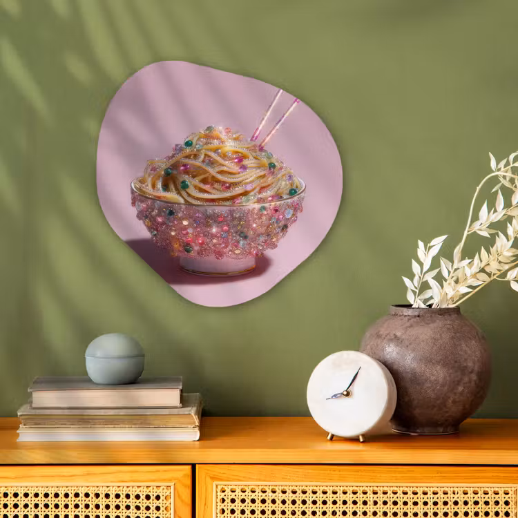 Organisch schilderij - Forex - Noodles - Edelstenen - Stokjes - Roze — 2