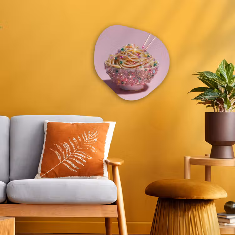 Organisch schilderij - Forex - Noodles - Edelstenen - Stokjes - Roze — 3