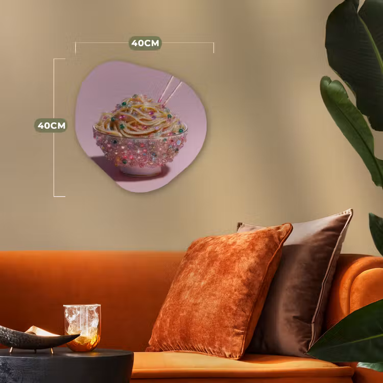 Organisch schilderij - Forex - Noodles - Edelstenen - Stokjes - Roze — 4