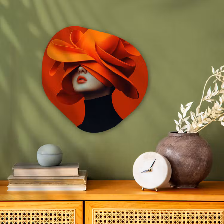Organisch schilderij - Forex - Oranje - Hoed - Vrouw — 2