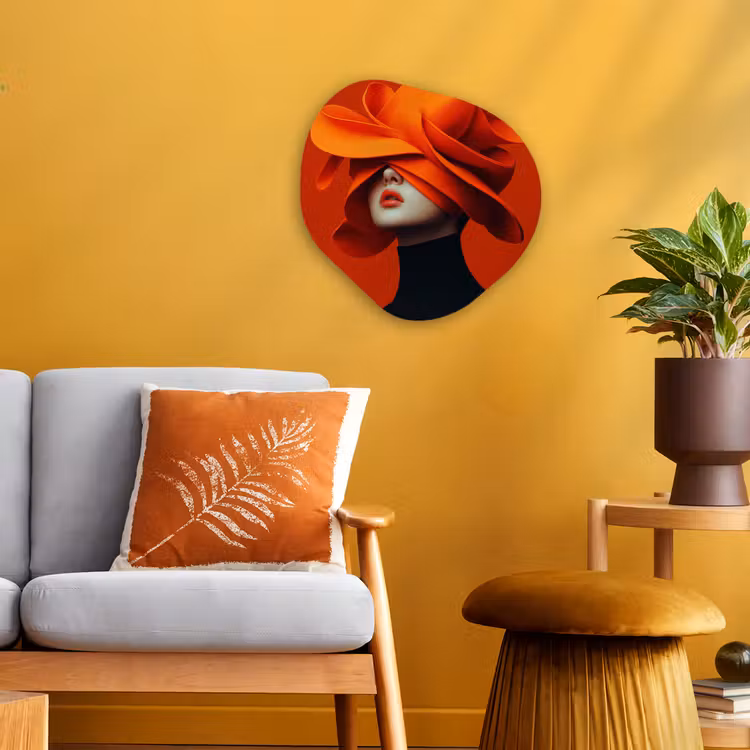Organisch schilderij - Forex - Oranje - Hoed - Vrouw — 3