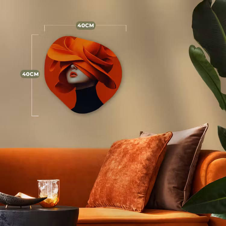 Organisch schilderij - Forex - Oranje - Hoed - Vrouw — 4