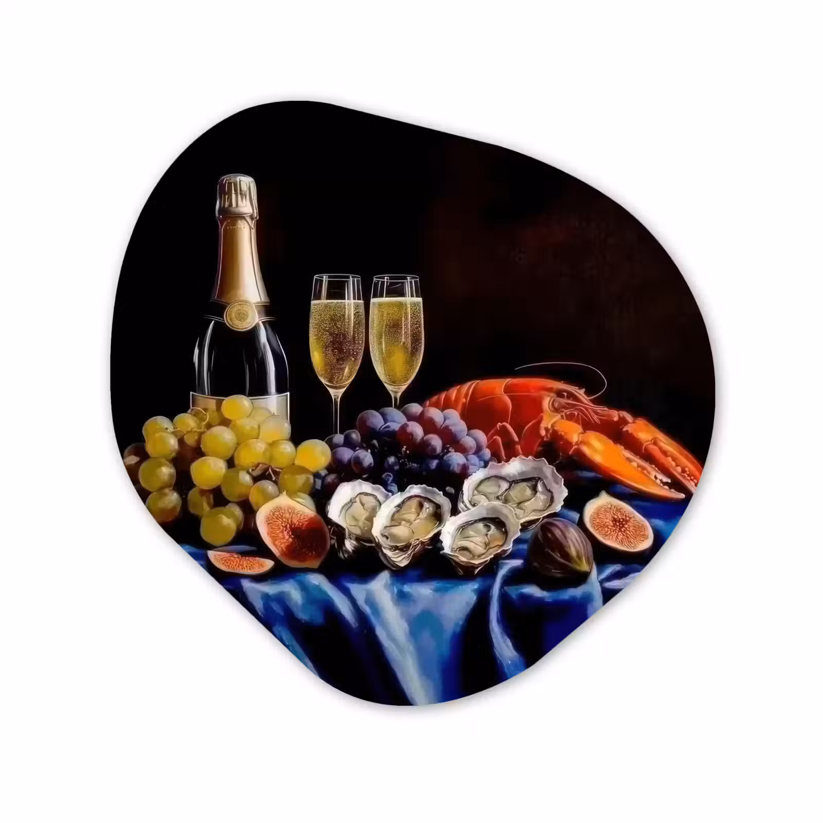 Organisch schilderij - Forex - Champagne - Luxe - Oesters — 1