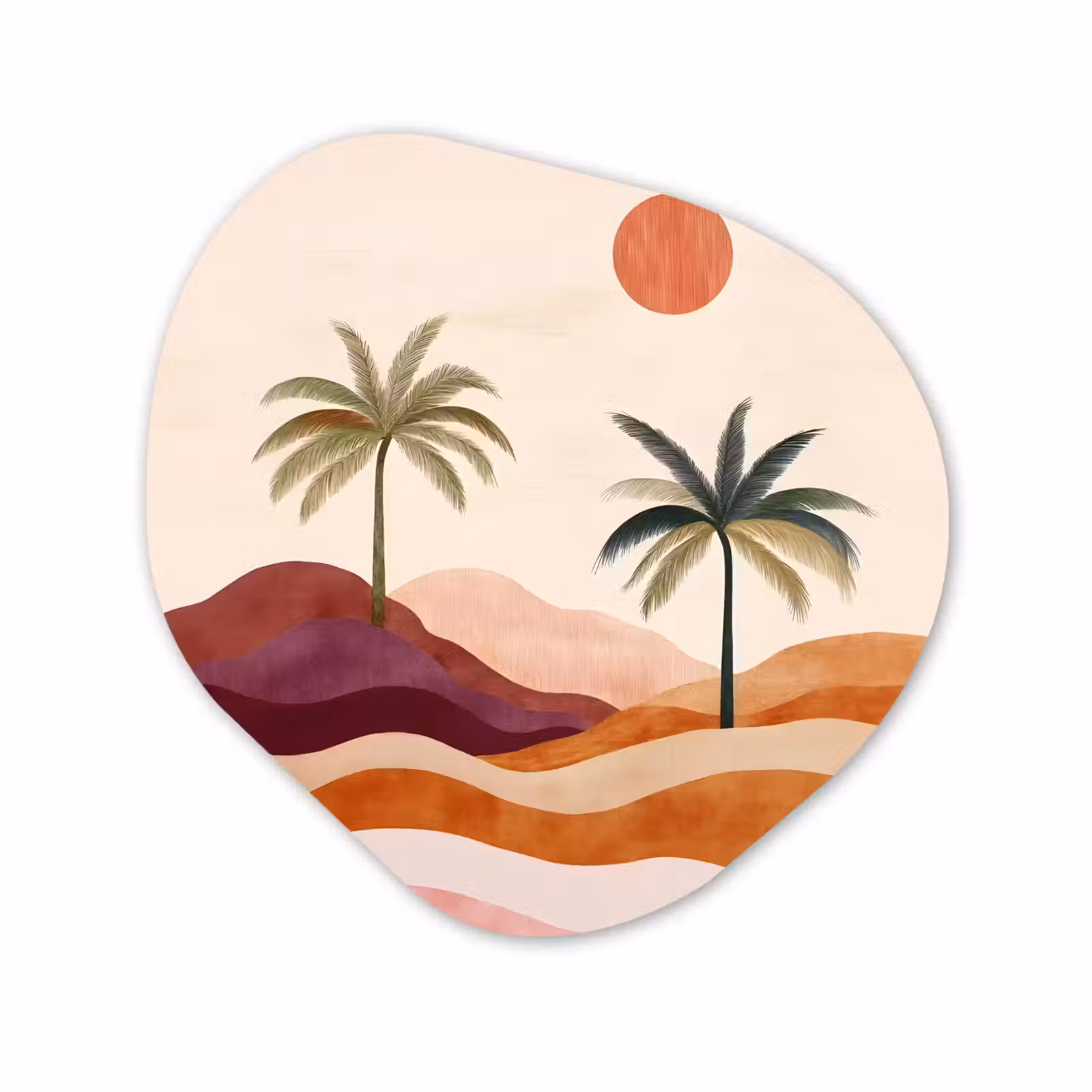 Organisch schilderij - Forex - Palmbomen - Abstract - Zon - Heuvels — 1