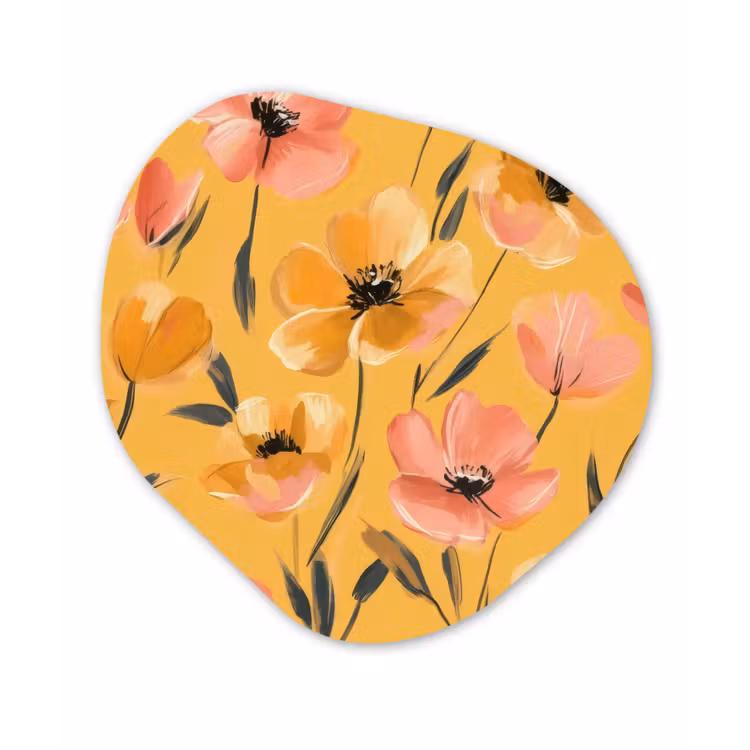 Organisch schilderij - Forex - Bloemen - Geschilderd - Geel — 1