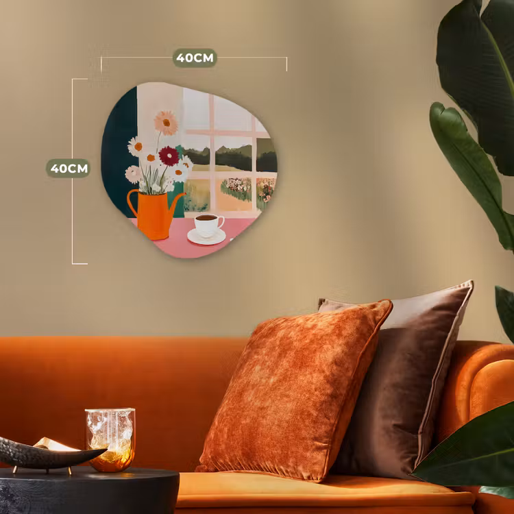 Organisch schilderij - Forex - Bloemen - Koffie - Raam — 4