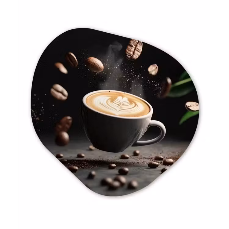 Organisch schilderij - Forex - Cappuccino - Kop - Bonen - Bruin — 1
